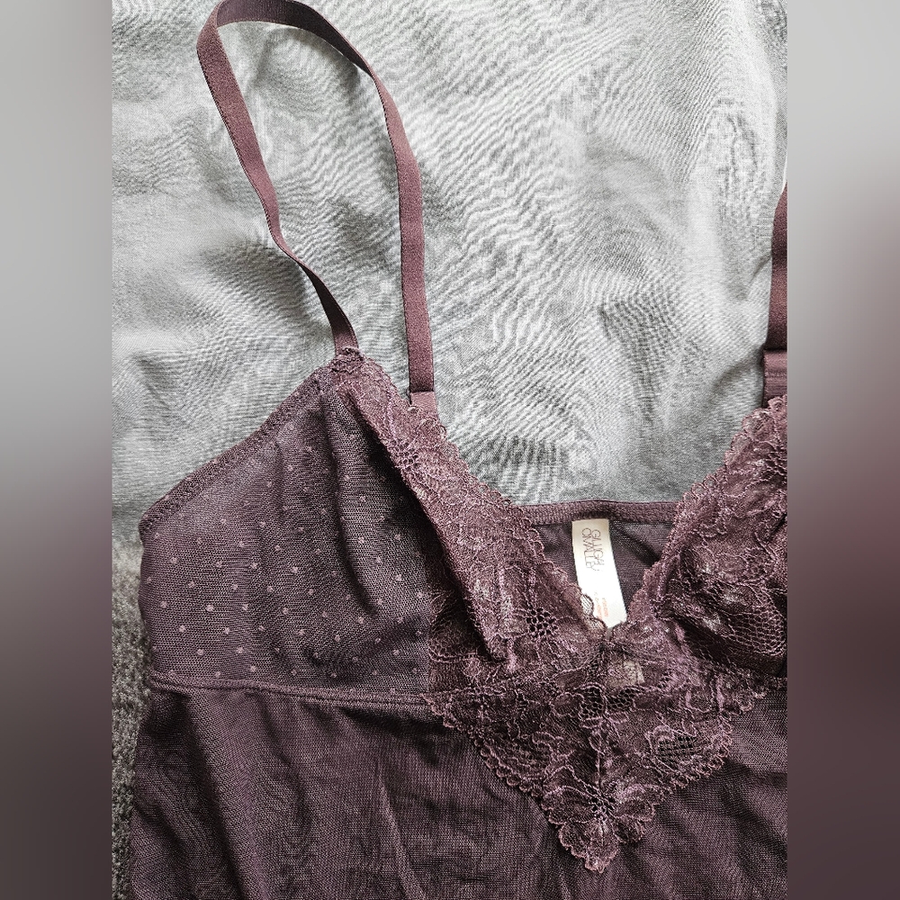 G&O negligee slip nighty sz M sheer floral like new - Picture 3 of 7